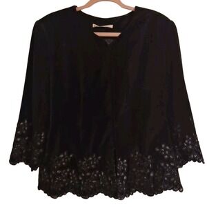 Women 14 Black Velvet Embroider Jacket Coat Whimsygoth Dark Academia Preppy